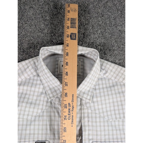 Poncho Western Pearl Snap Shirt Mens Medium Reg Fit Gray Plaid Short Sleeve - Picture 5 of 11